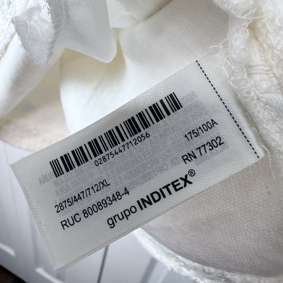 Zara SS24 ZW Collection Short Tweed Textured Structured Dress Ecru fringe  XL - Picture 8 of 9